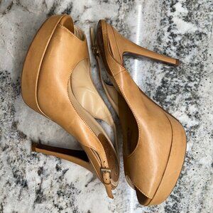 Cole Haan Nike Air Tan Sling Back Platforms 7